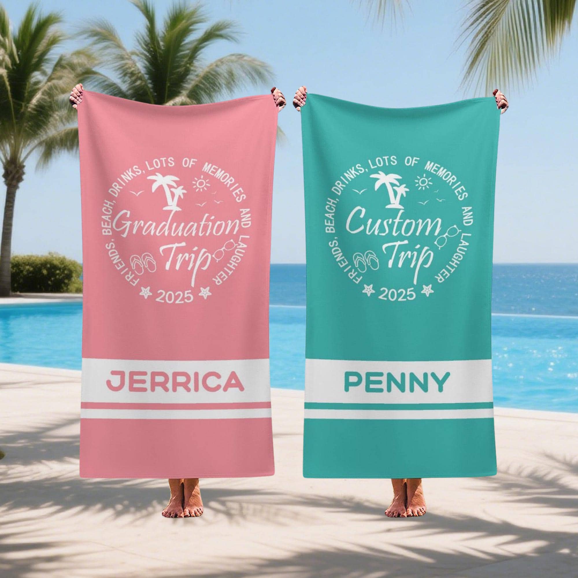 Personalized Vacation Towel,family Beach Trip Gift,family Vacation Towels, Personalized Towels,personalized Cruise Beach Towels,beach Towels