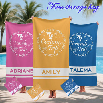 Personalized Vacation Towel,family Beach Trip Gift,family Vacation Towels, Personalized Towels,personalized Cruise Beach Towels,beach Towels