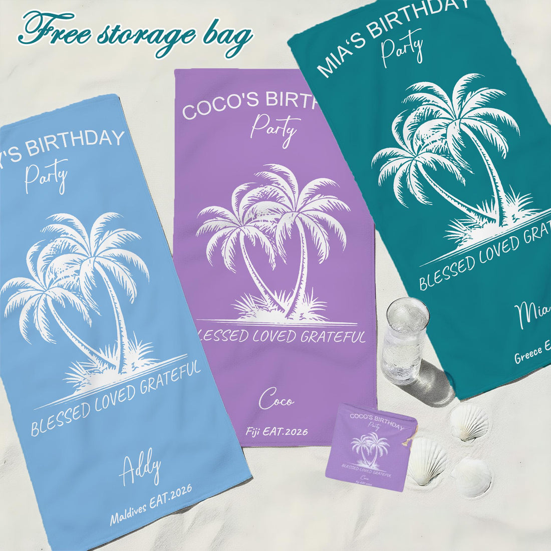 Birthday Party Pool Towel,friends Beach Trip Gift, Vacation Towels,bachelorette Trip Gift,beach Towels,bride Beach Towels