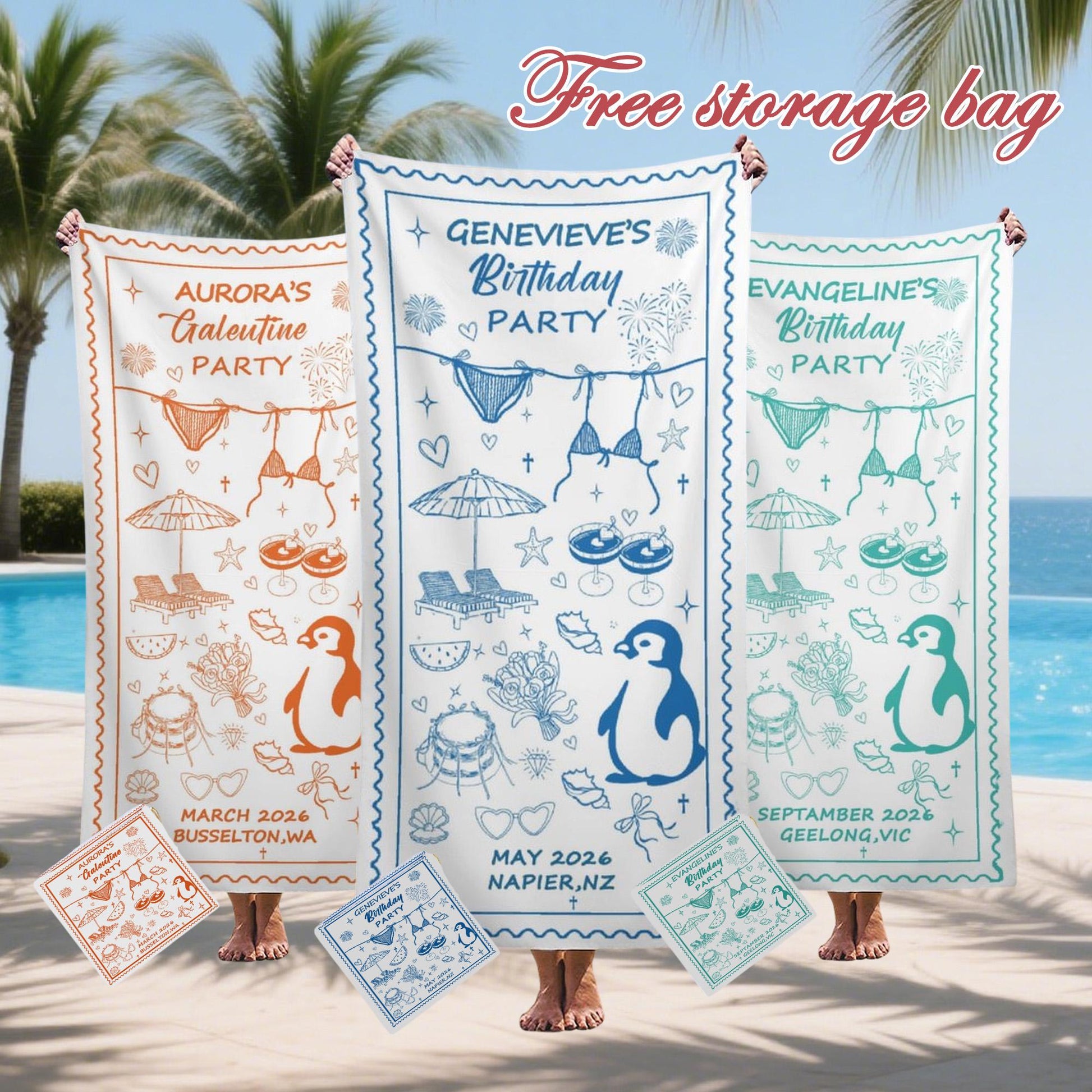 Bach Party Pool Towel,friends Beach Trip Gift, Vacation Towels,bachelorette Trip Gift,beach Towels,birthday Beach Towels