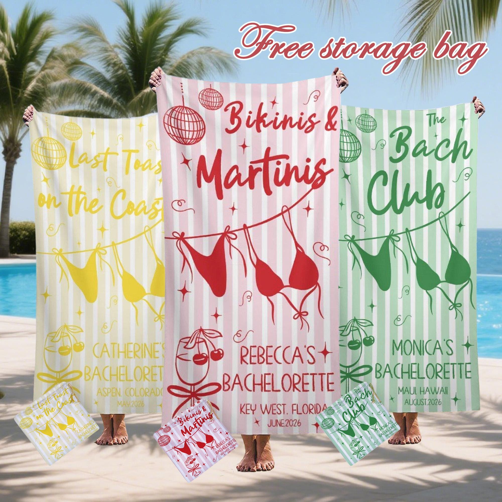 Bach Party Pool Towel,friends Beach Trip Gift, Vacation Towels,bachelorette Trip Gift,beach Towels,bride Beach Towels
