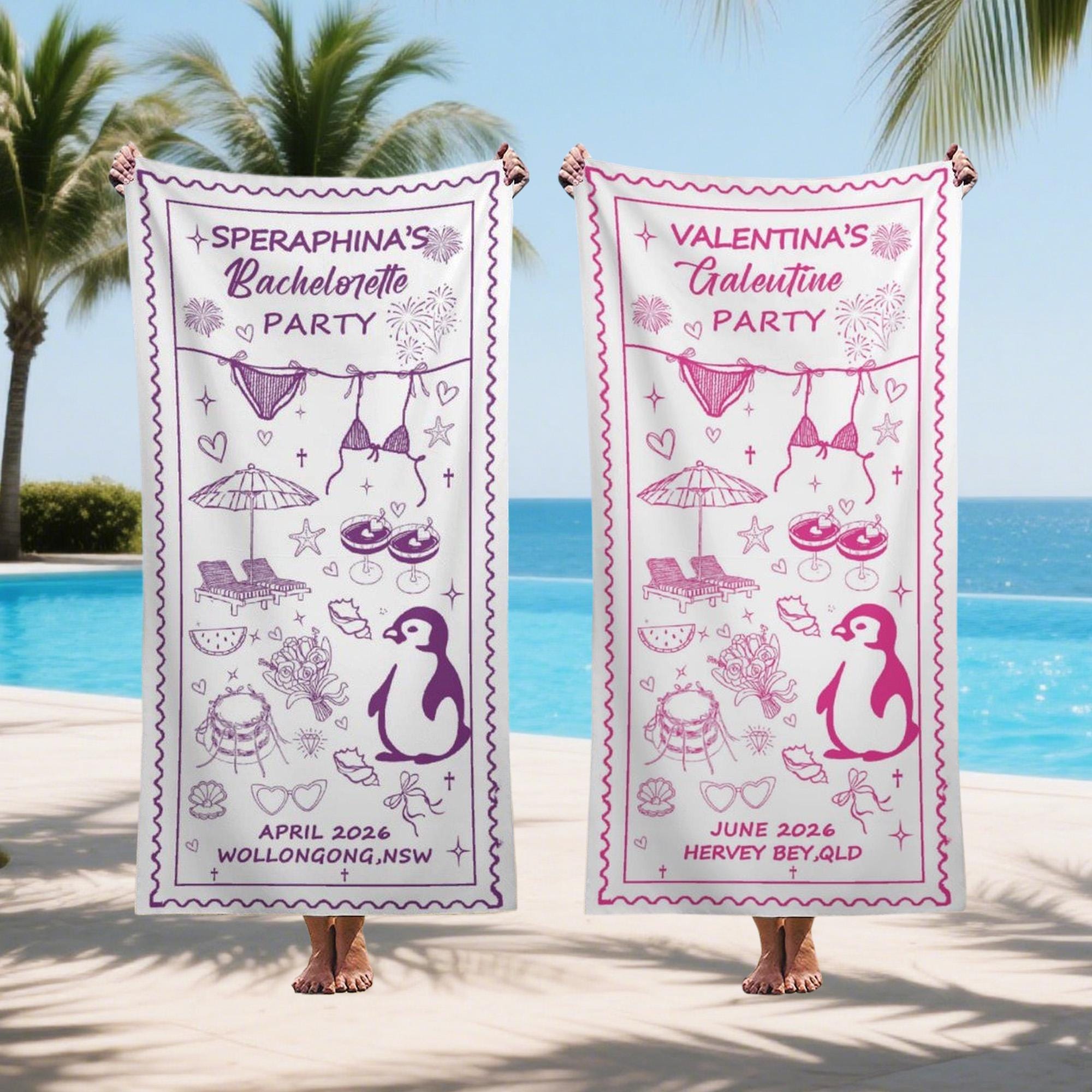 Bach Party Pool Towel,friends Beach Trip Gift, Vacation Towels,bachelorette Trip Gift,beach Towels,birthday Beach Towels