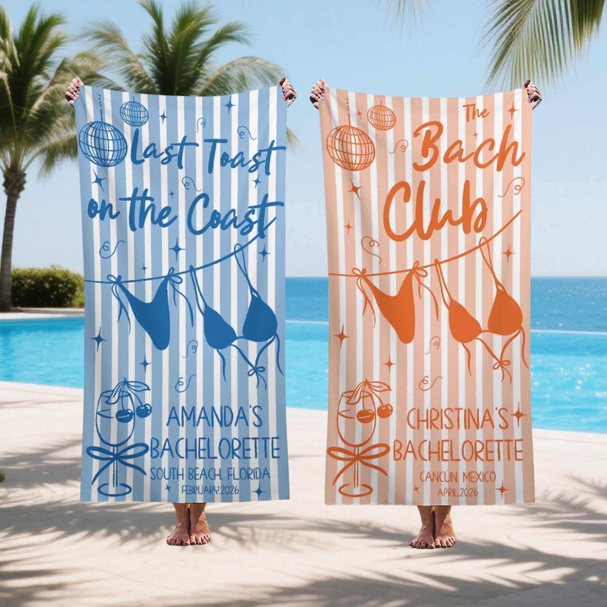 Bach Party Pool Towel,friends Beach Trip Gift, Vacation Towels,bachelorette Trip Gift,beach Towels,bride Beach Towels