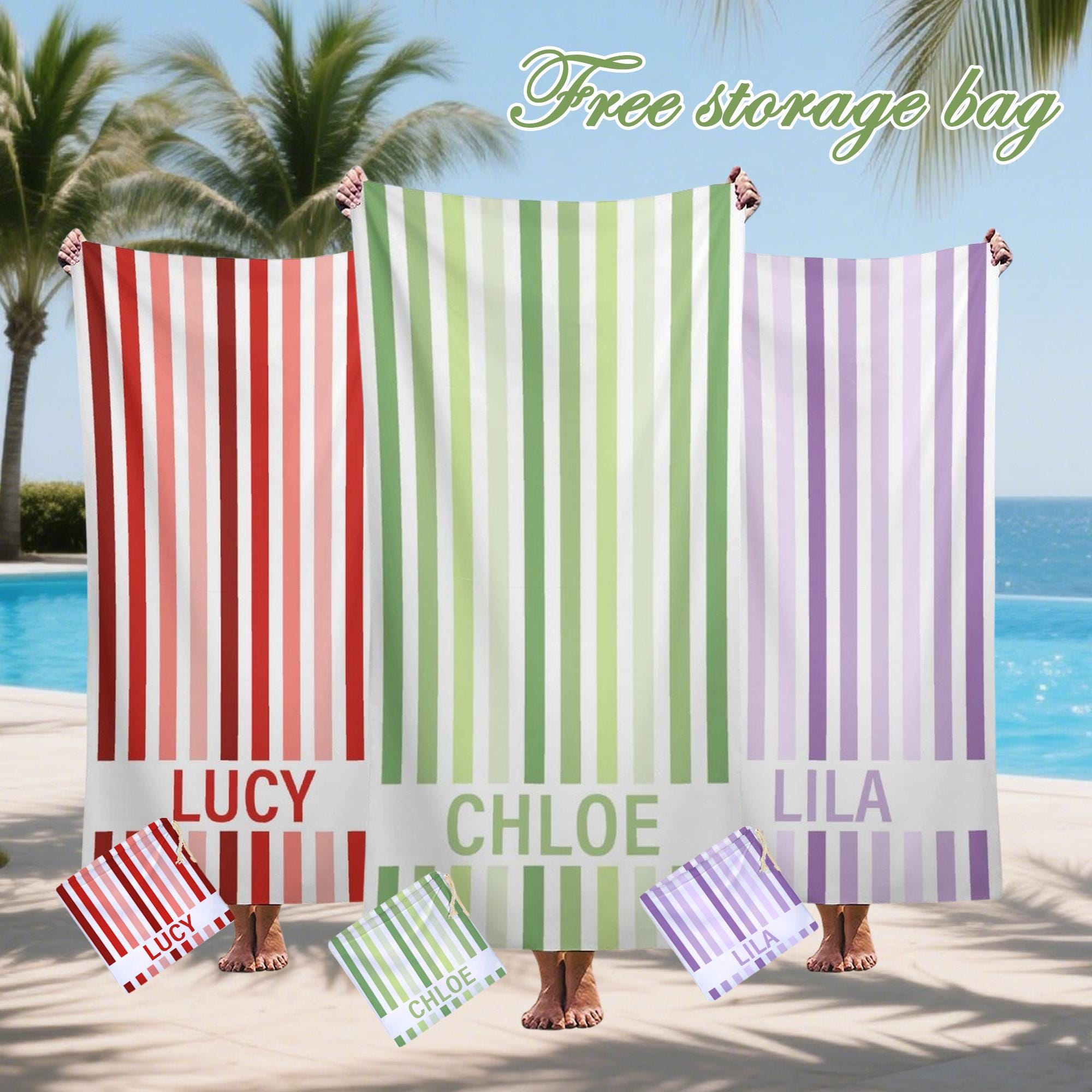 Stripes Pool Towel,friends Beach Trip Gift, Vacation Towels,bachelorette Trip Gift,beach Towels,bride Beach Towels