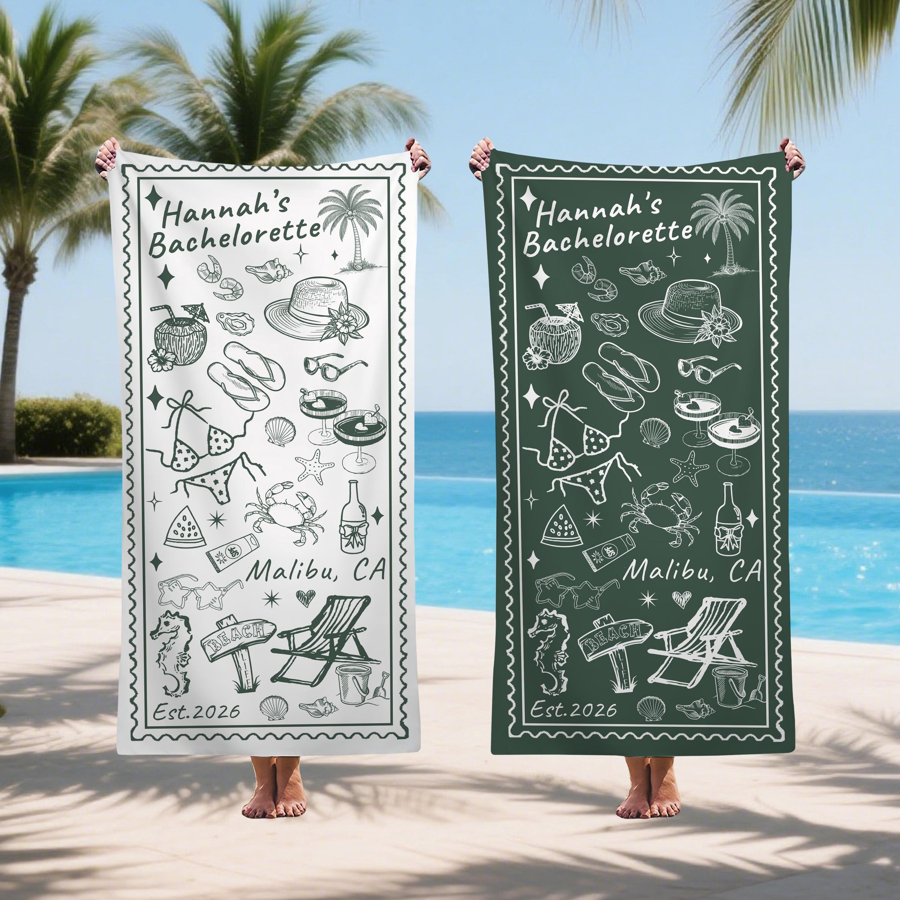 Bachelorette Party Pool Towel,friends Beach Trip Gift, Vacation Towels,bachelorette Trip Gift,beach Towels,bride Beach Towels,wedding Gifts